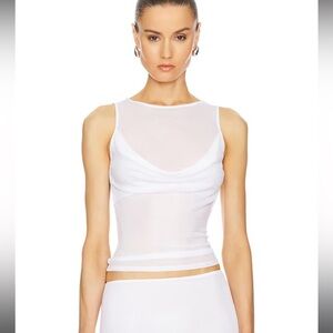 NWT Helsa Sheer Knit White Mesh Draped Tank Top Size Small